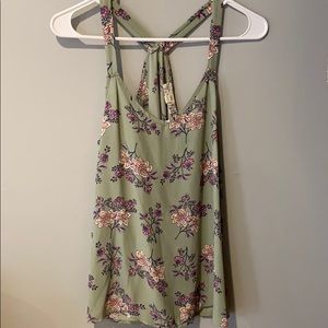 Green floral tank